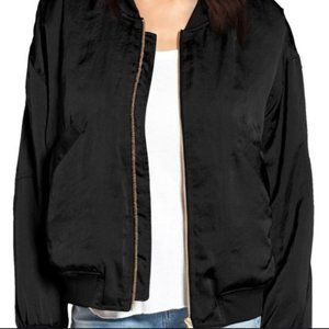 Satin Black Bomber Jacket